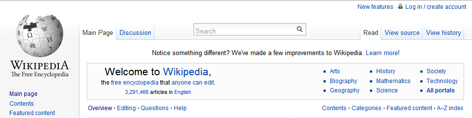 New Wikipedia Center Search Box