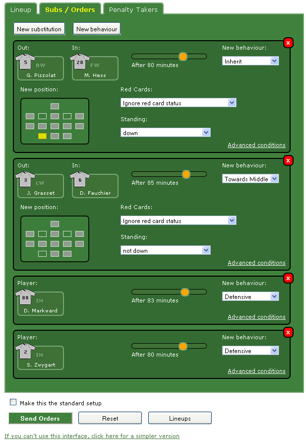 Lineup (Subs / Order) fix