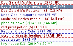 KoL - Colour and Label Healing Items