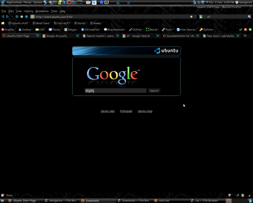 Ubuntu 9.10 Dark Firefox Start Page