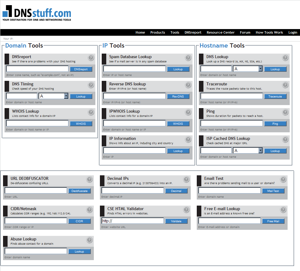 dnsstuff.com - Just the Tools