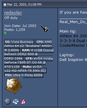 Hide Forum User Details till hover