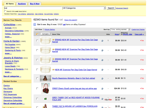 old eBay search format