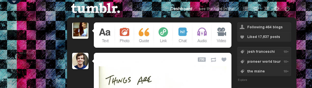 colorful-checkered (tumblr dashboard)