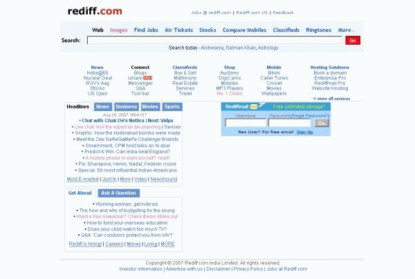 Rediff.com Tweaked & Ads Removed - beta1