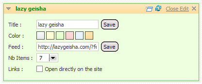 Netvibes.com - flip between content and config