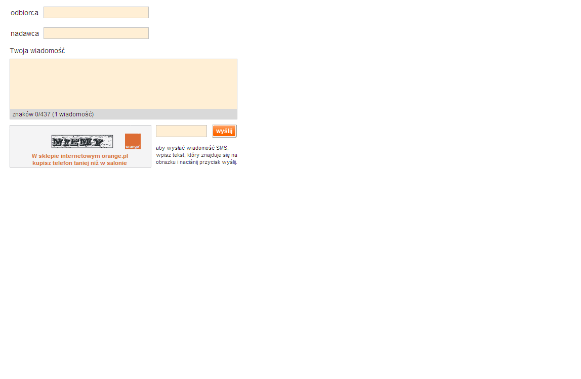Bramka SMS Orange.pl -- uproszczenie wyglądu