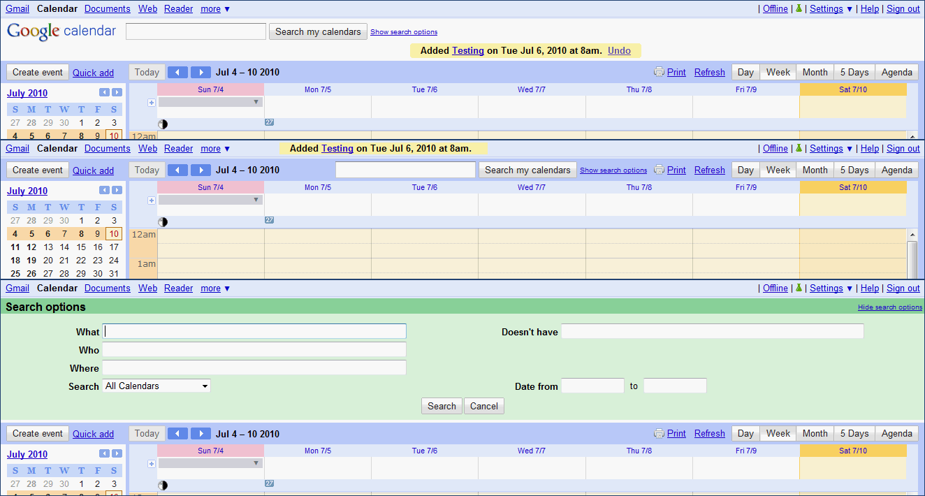 GCal: hide #topBar, keep msgs and search