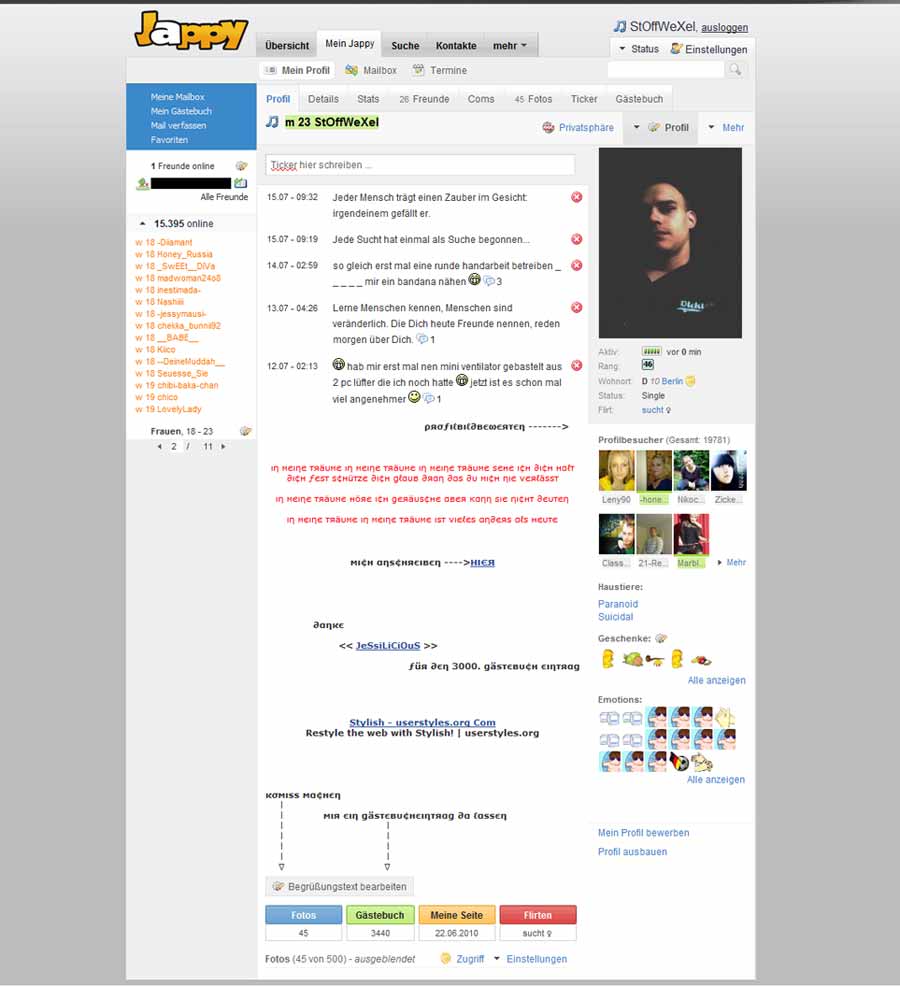 jappy werbung verstecken & jappy center usw.