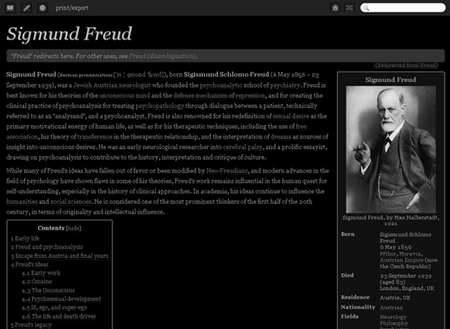 Wikipedia Black/Dark Clean Minimal