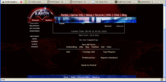 Earth Empires - Scrolling Menu
