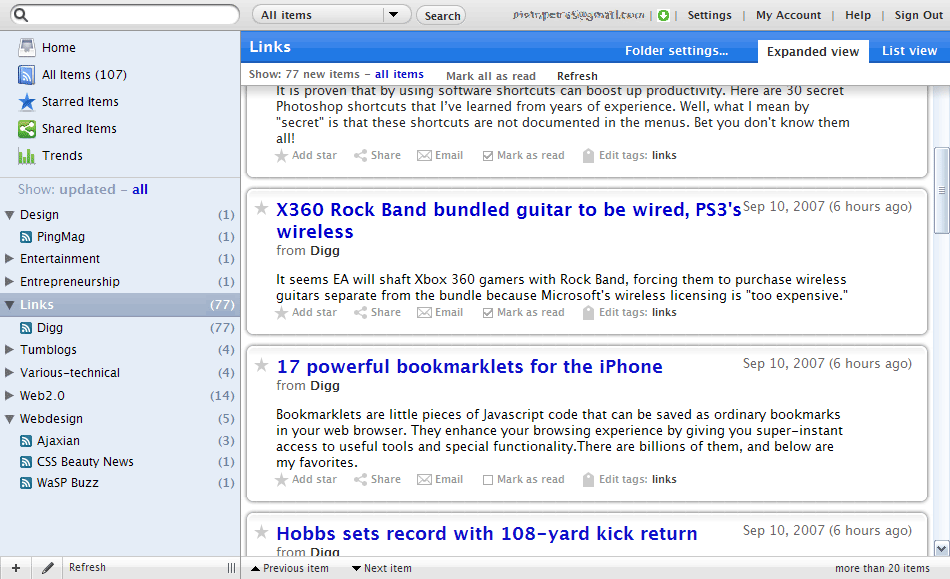 OS X Style Google Reader Tweaks