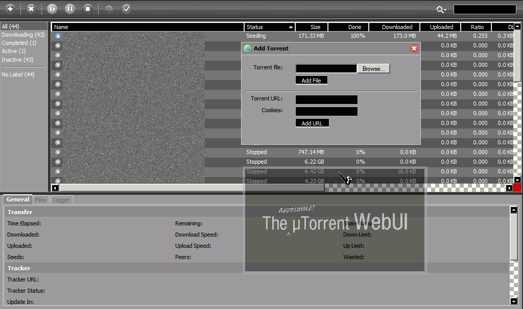 µTorrent WebUI - Dark Theme