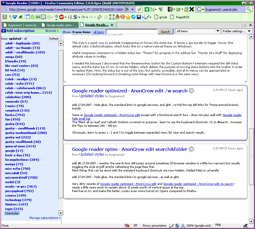 Google reader optim - AnonCrow edit search&folder