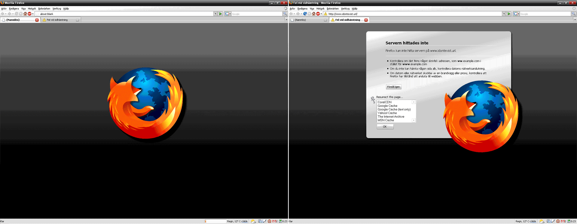 Dark About:Blank and About:NetError with gradient
