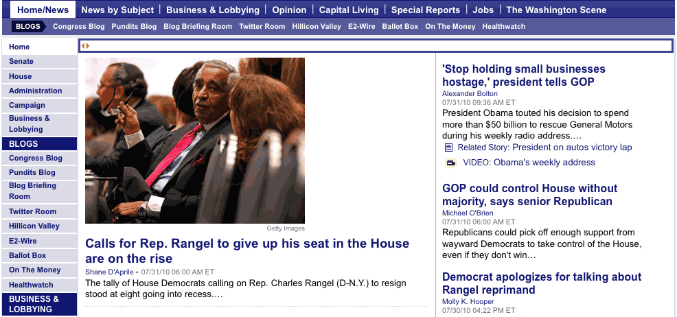 TheHill.com, front page, just the current stories