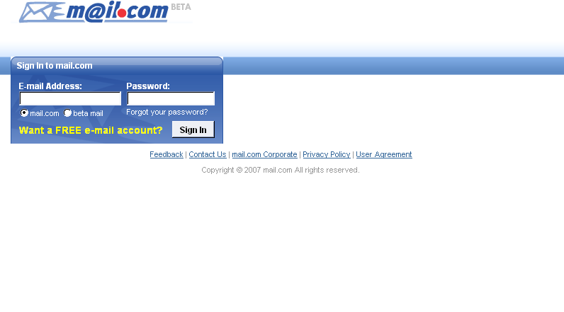 Mail.com login page cleaner