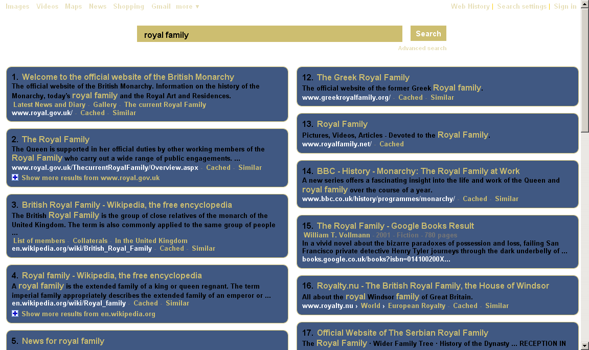 Google Search - Gold & Royal Blue+Black & White