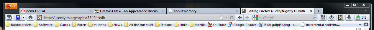 Firefox 4 UI - smaller tabs and fullscreen tweaks