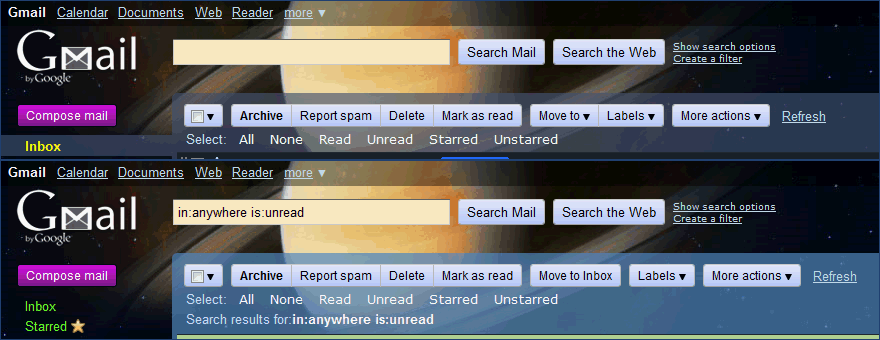 Gmail: Select "links" restored