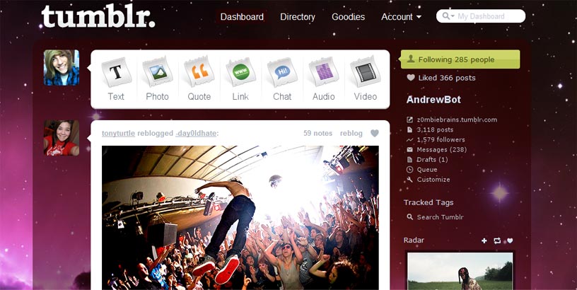 Hipster Dashboard (High Res Space Background)