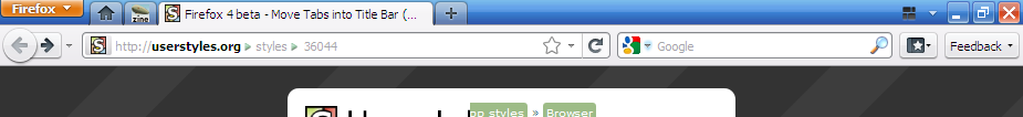 Firefox 4 - Move Tabs into Title Bar (Win XP)