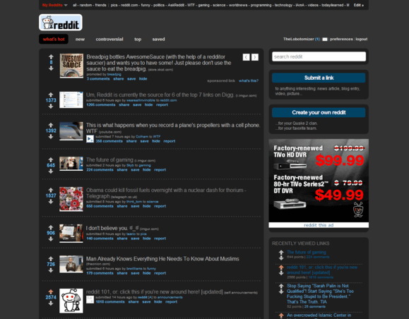 Dark Reddit Web 2.0
