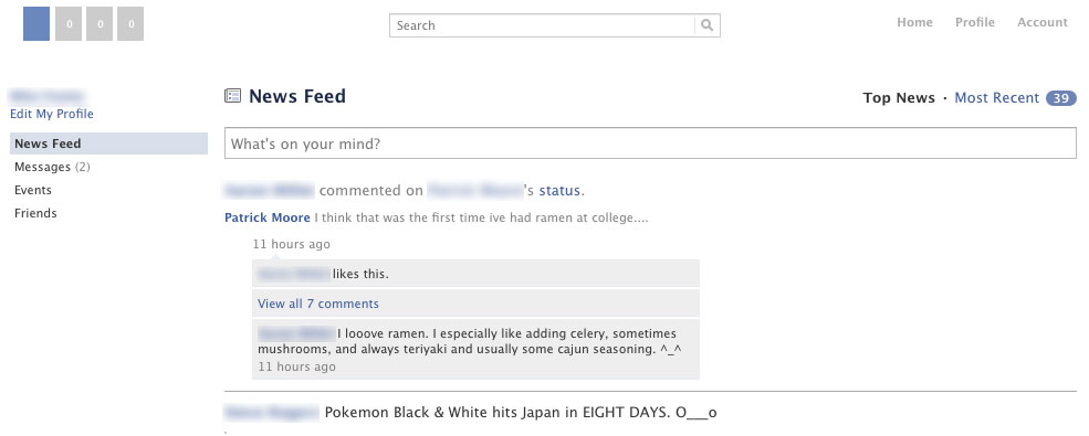 Uber Minimal Facebook