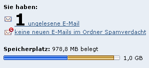 GMX FreeMail - Zahl ungelesener Emails: Groß