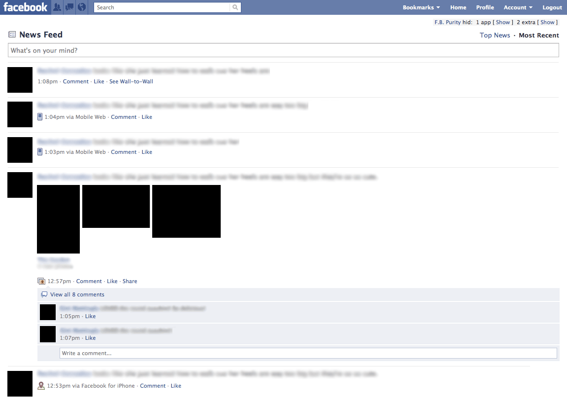 Tweaks for Facebook - FriendFeed Style News