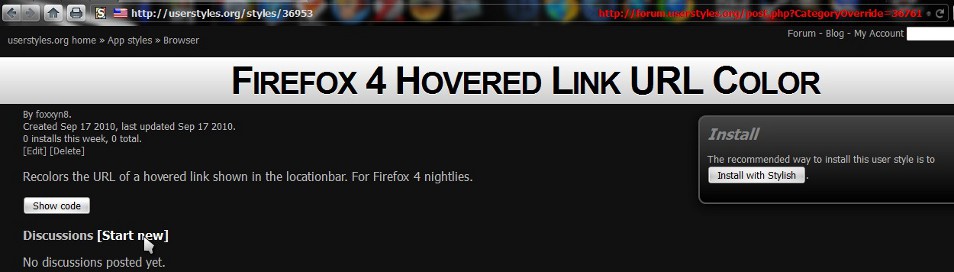 Firefox 4 Status-4-Evar Hovered Link URL Color