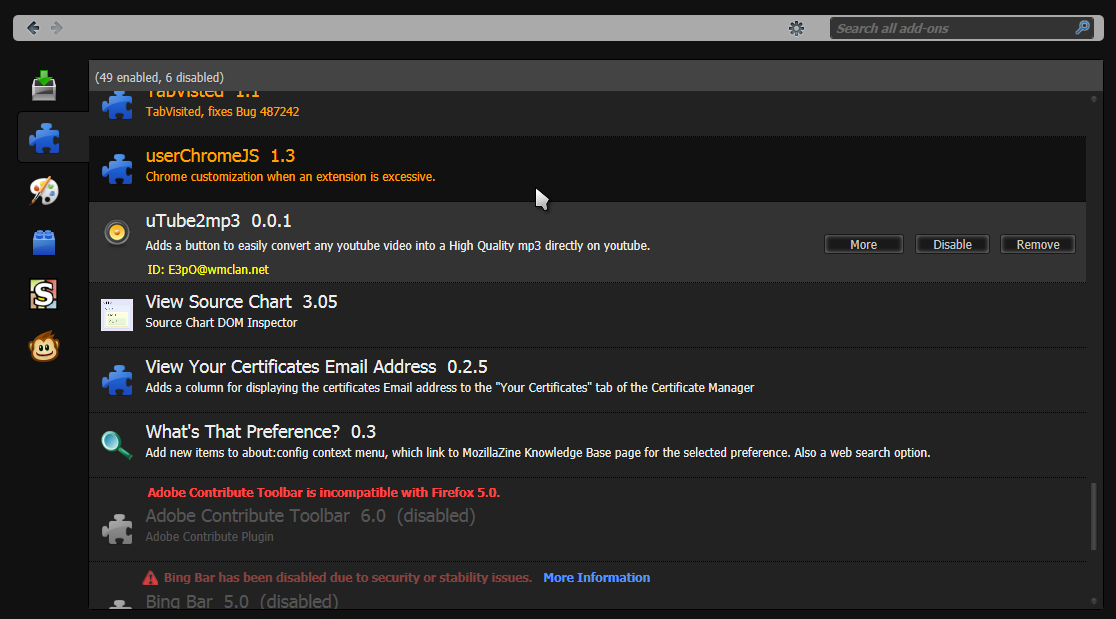 Firefox 7+ About:Addons Flat & Dark