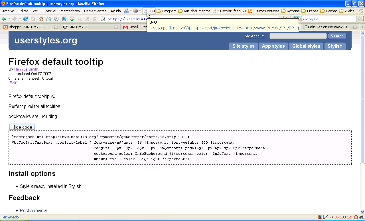 Firefox default tooltip