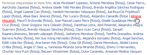 Facebook - Red "Delete Tag" link