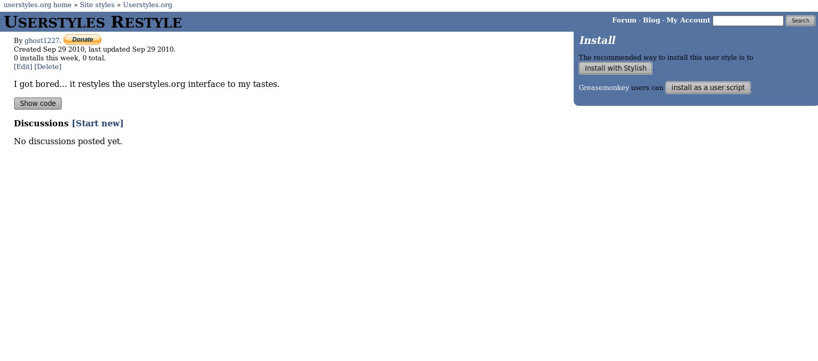 Userstyles Restyle [Old Version]