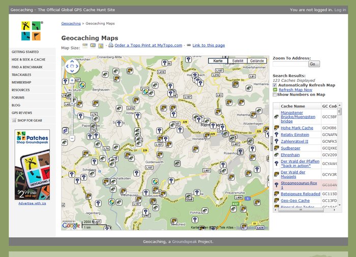 Geocaching.com No Premium Features von Map