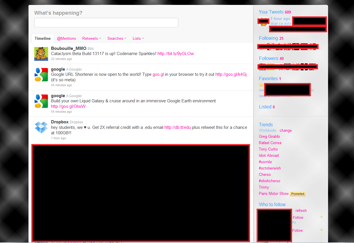 New Twitter - Dashboard 1 Collumn Fix