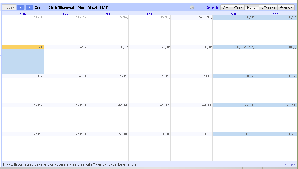 Colorize today and weekends (starts on Monday)