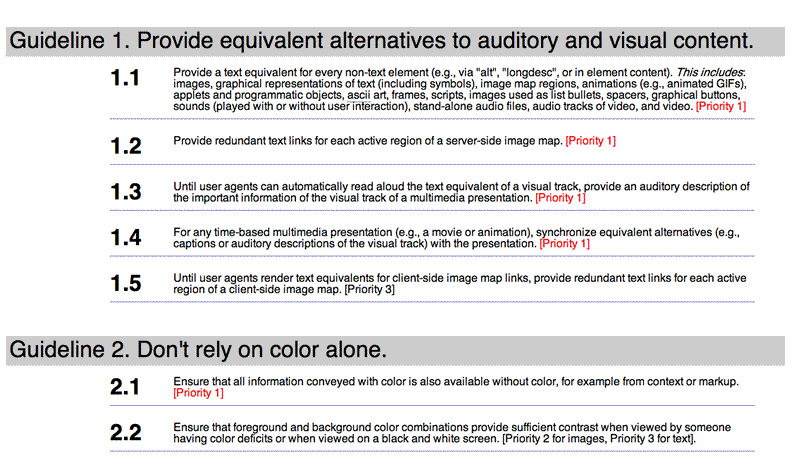 WCAG Guidelines