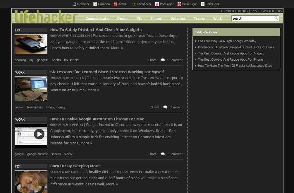 Lifehacker + au - Dark and Grey
