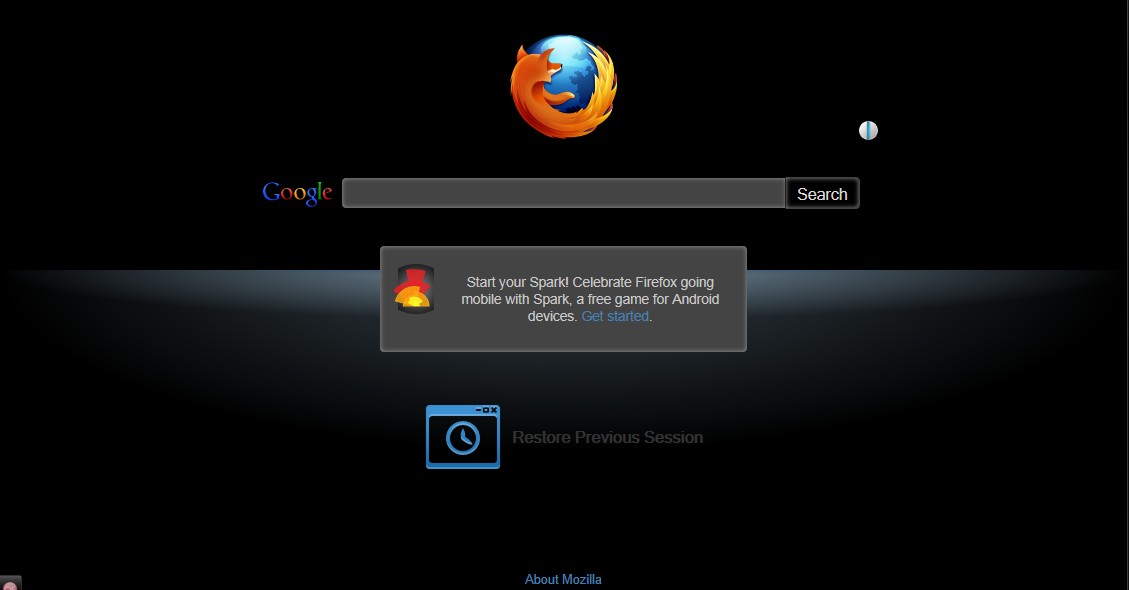 Firefox 5 about:home Dark