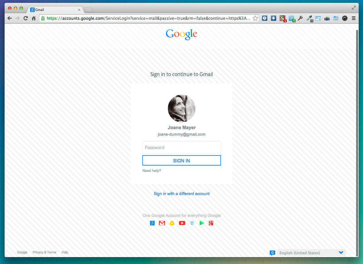 Gmail White Stripped Login Screen