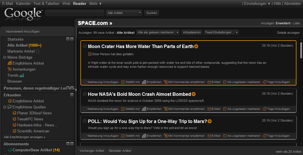 Perfect Dark Google Reader