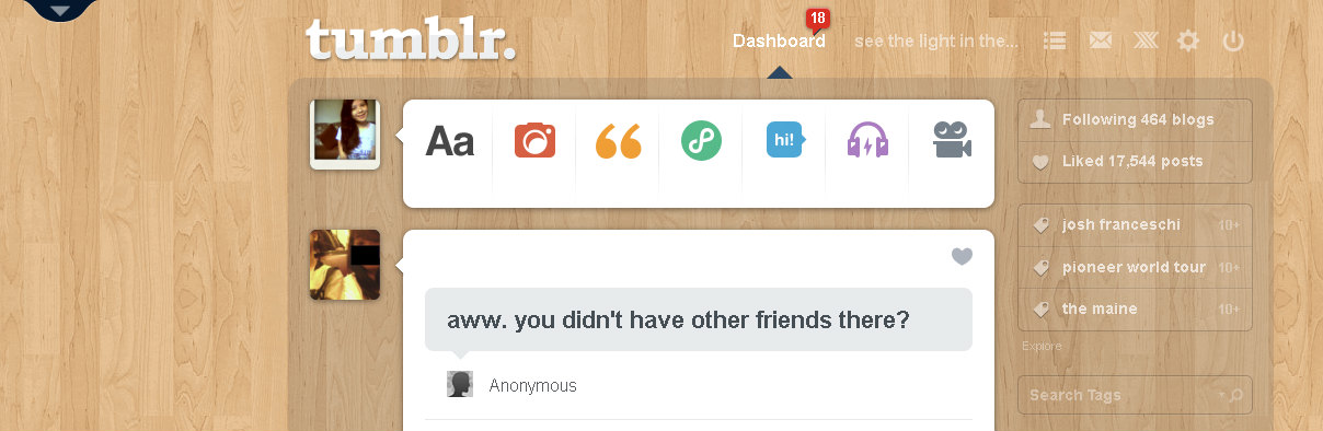 simple wood (tumblr dashboard)