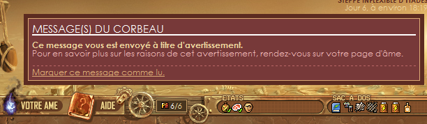 avertissement à sa place