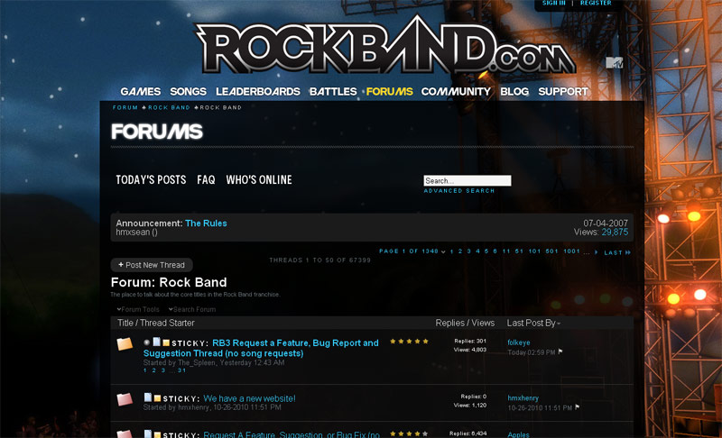 Rock Band Forums - Wider Format