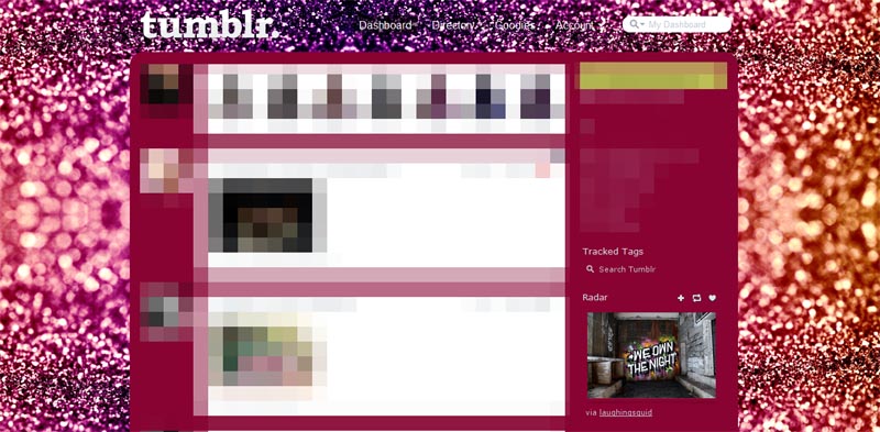 Glitter Tumblr Dashboard