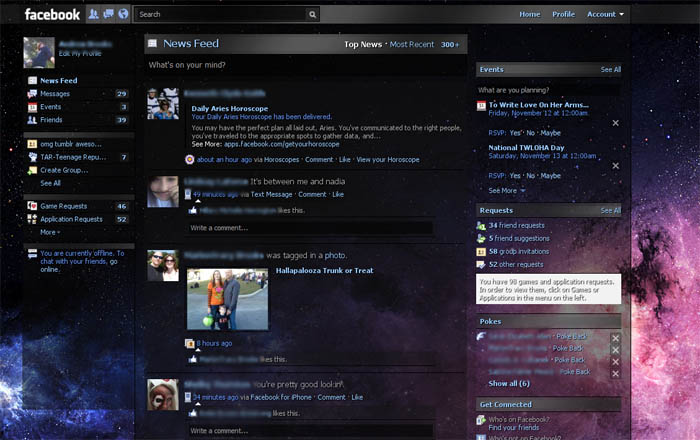 Space Nebula Facebook Theme (High Res Background)