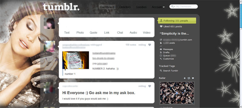 Selena Gomez Tumblr Dashboard