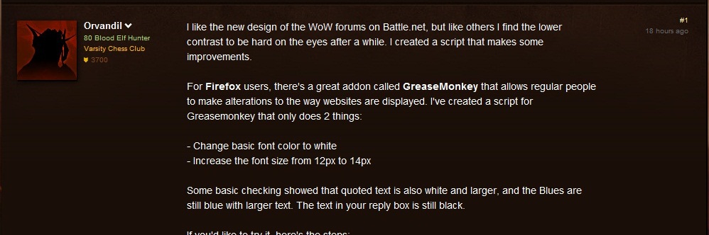 Battle.net WoW Forums - Improved Readability
